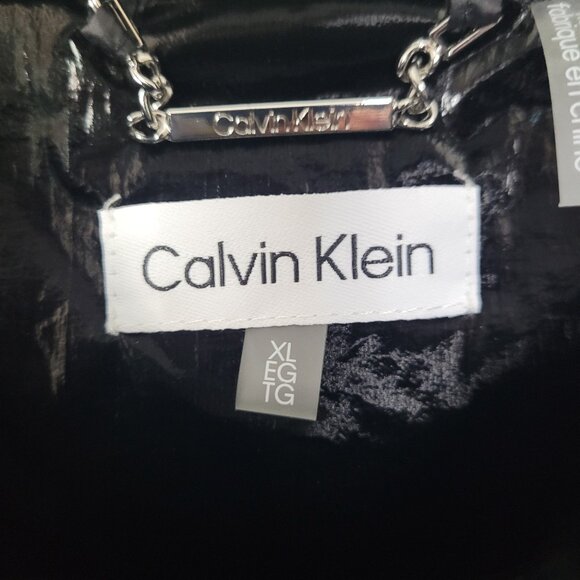 NWT Puffy Vest Womens CALVIN KLEIN Shiny Black Nylon Poly Size XL - Picture 5 of 16